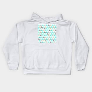 Turquoise blue triangular pattern. Kids Hoodie